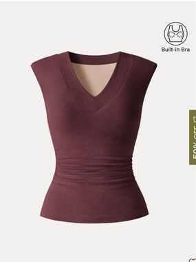 OGL Sweat-Wicking V-Neck Wide Shoulder Bra Top in Ruby Berry